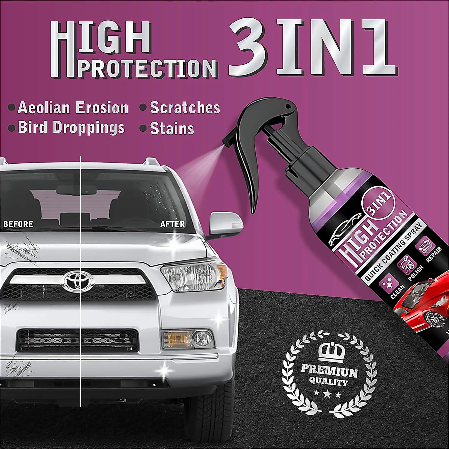 3-in-1 Quick Car Ceramic Coating Spray (Pack of 3)