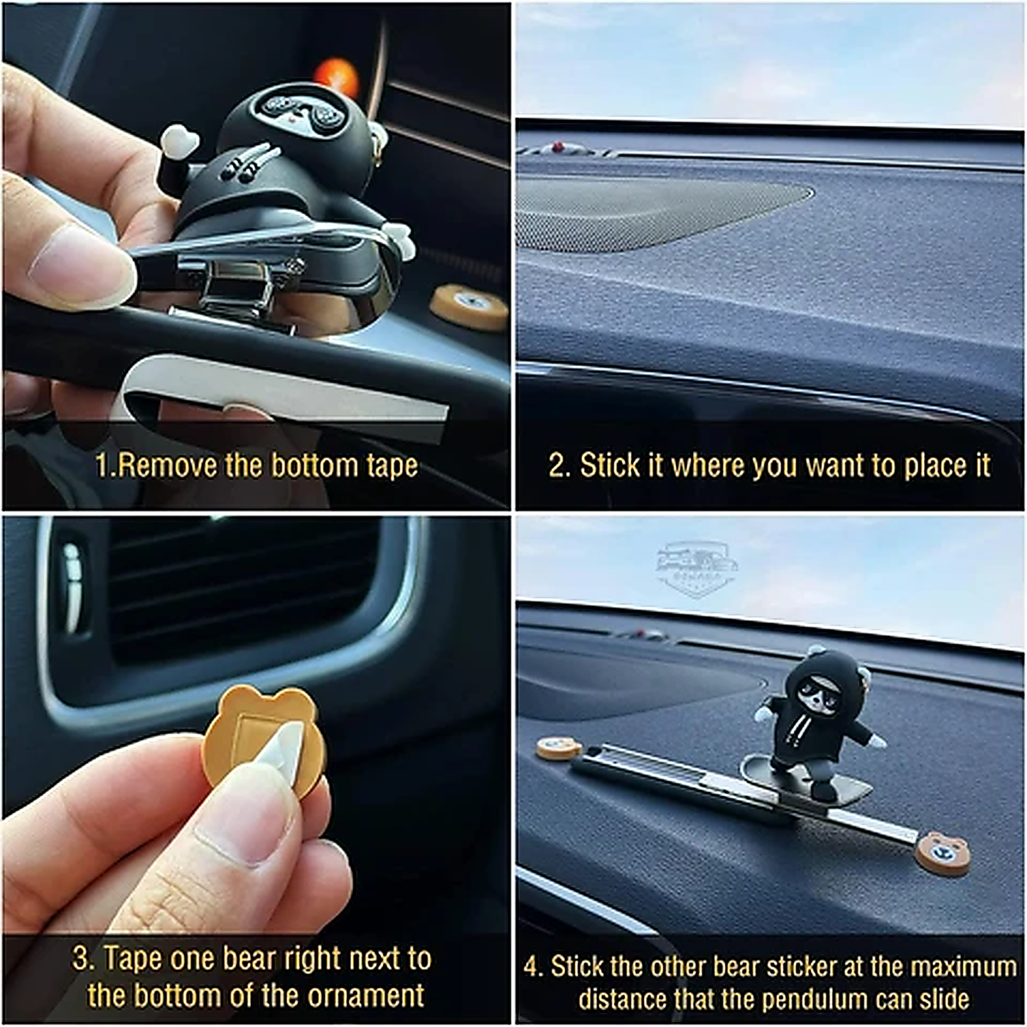 Skateboarding Panda Car Dashboard Toy