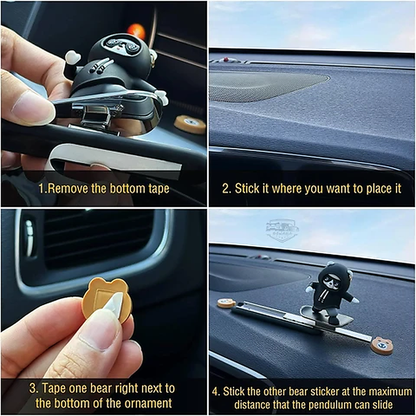 Skateboarding Panda Car Dashboard Toy